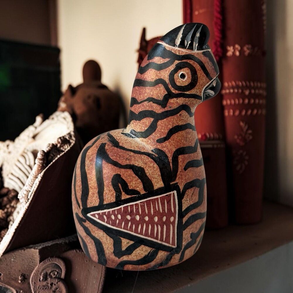 Kenyan Hand Carved Soapstone Zebra Figurine Folk Art Sculpture 3"